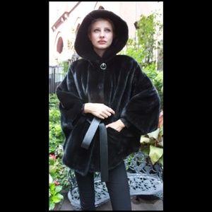Blackglama Ranch Mink Fur Poncho Hood